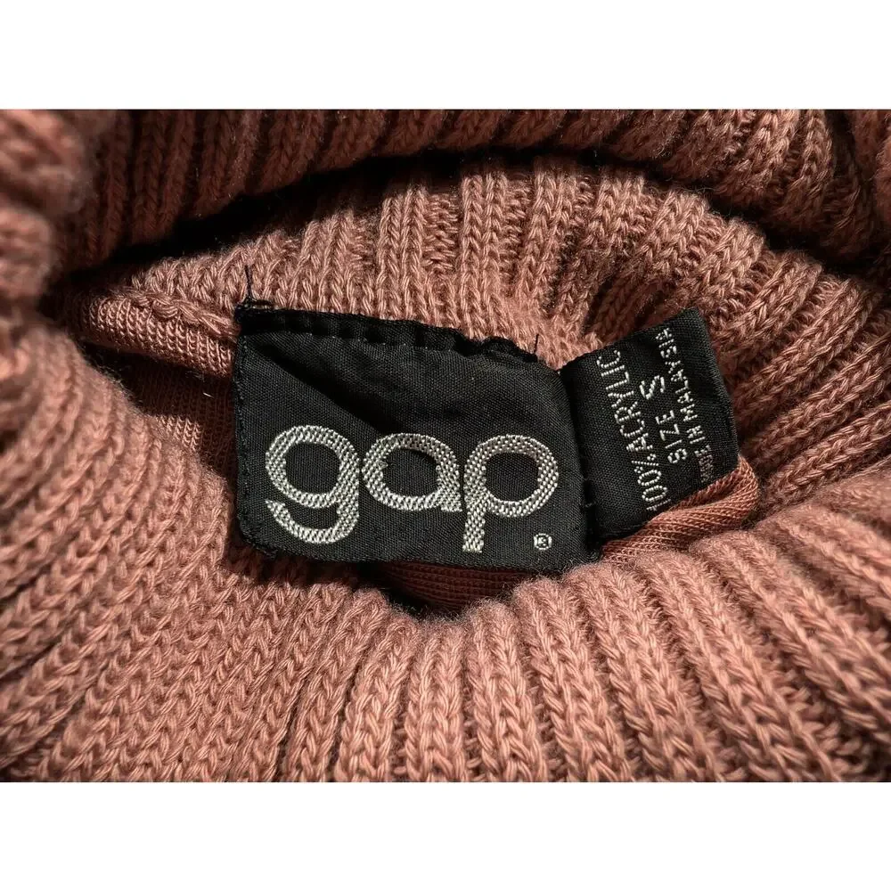 Vintage 80s Gap Sweater Mauve Pink Cowl Neck Turtleneck Women's Size S
